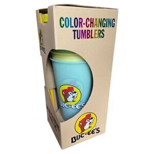 Buc-ee's Beaver Reusable 25 Oz Color-Changing Tumbler Set of 5 W Lids Straws NEW